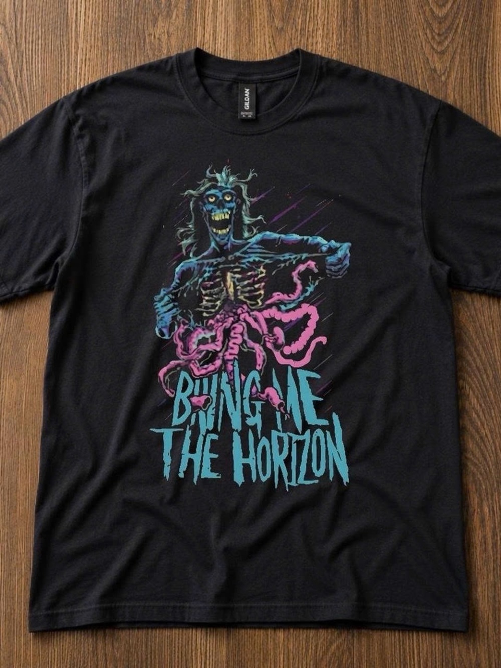 Black Bring Me The Horizon Skeleton Graphic Band Tee